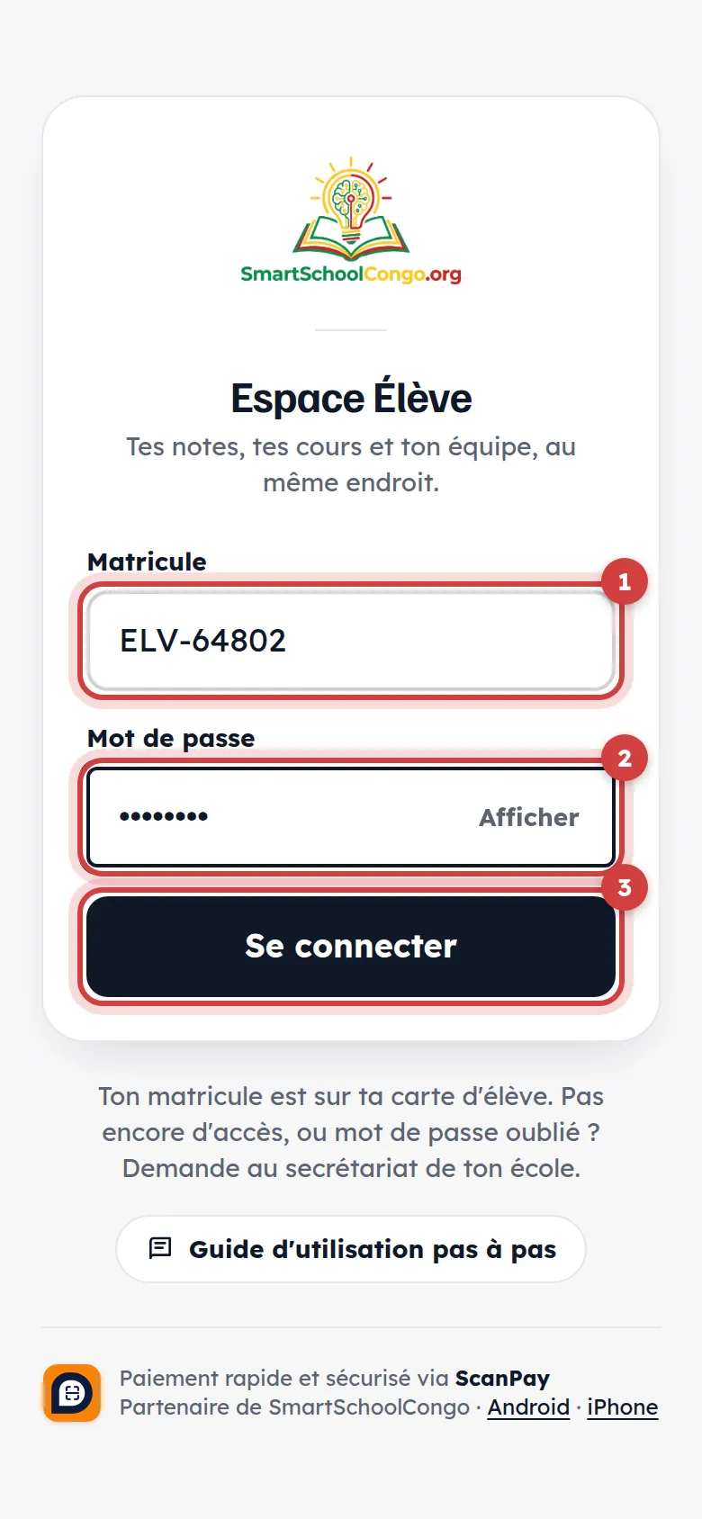 Connexion à l’Espace Élève