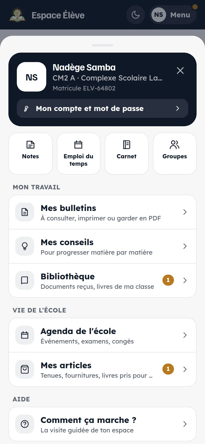 Bas du menu