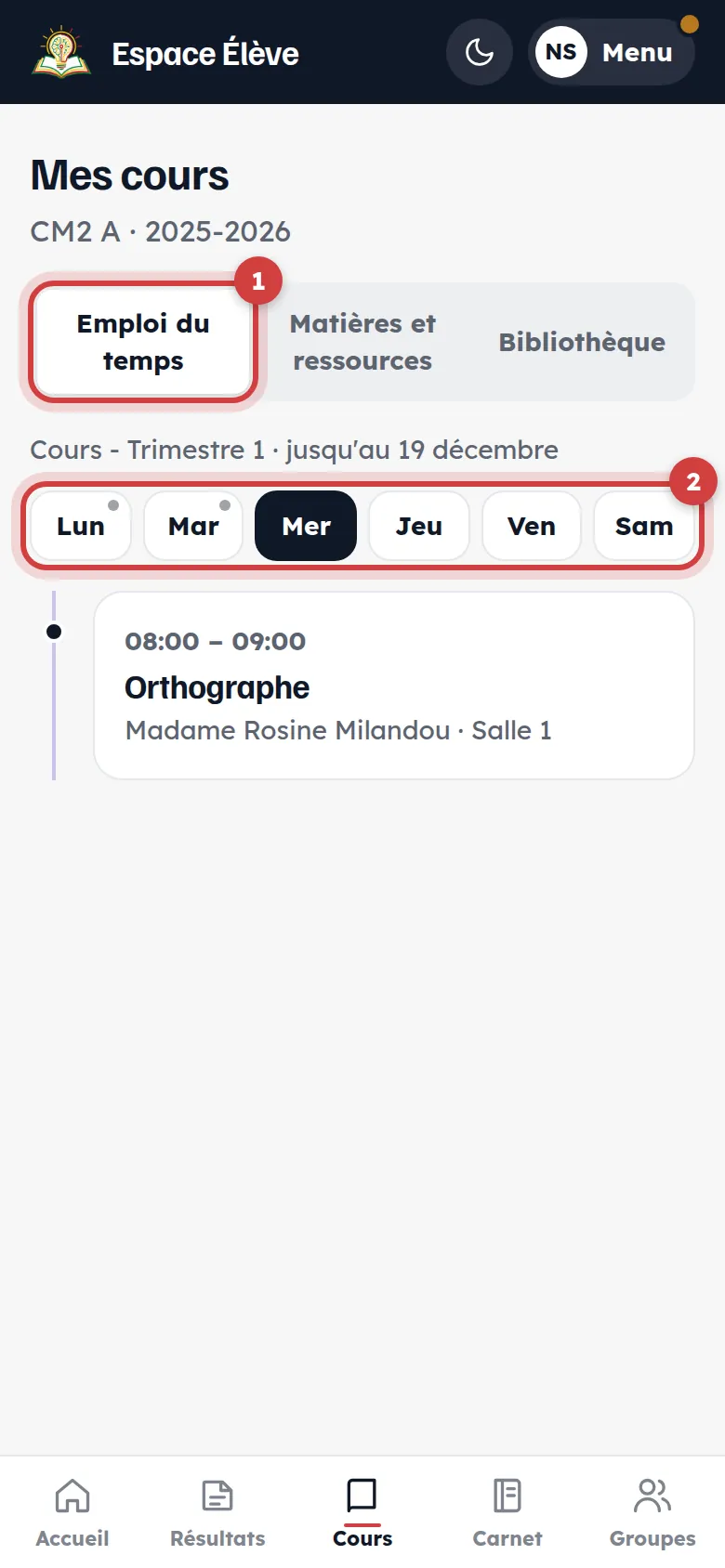 Emploi du temps