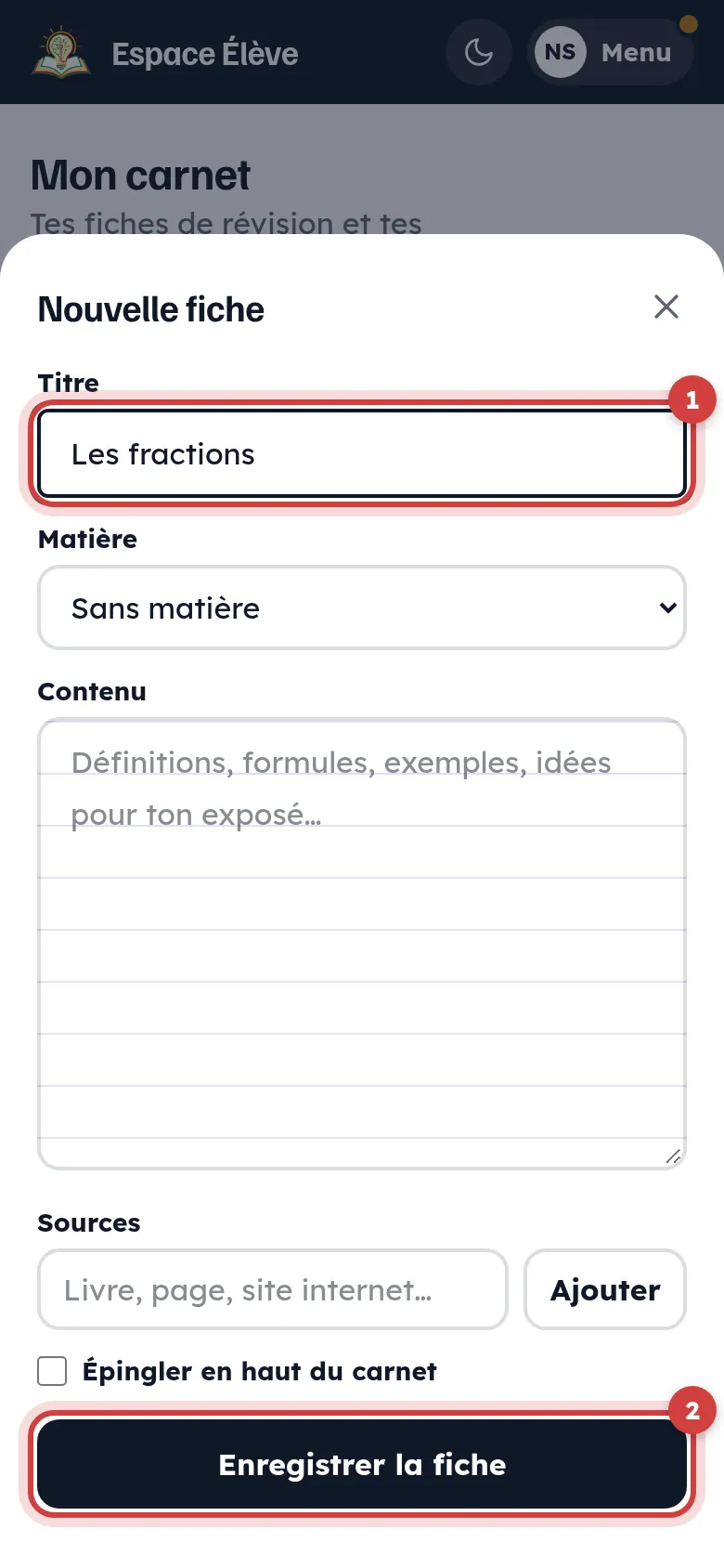 Nouvelle fiche