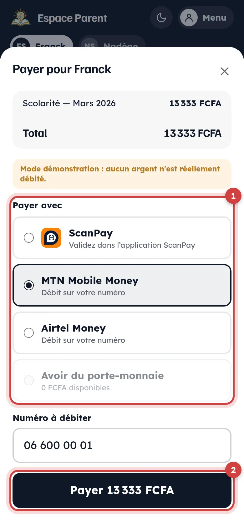 Choix du moyen de paiement