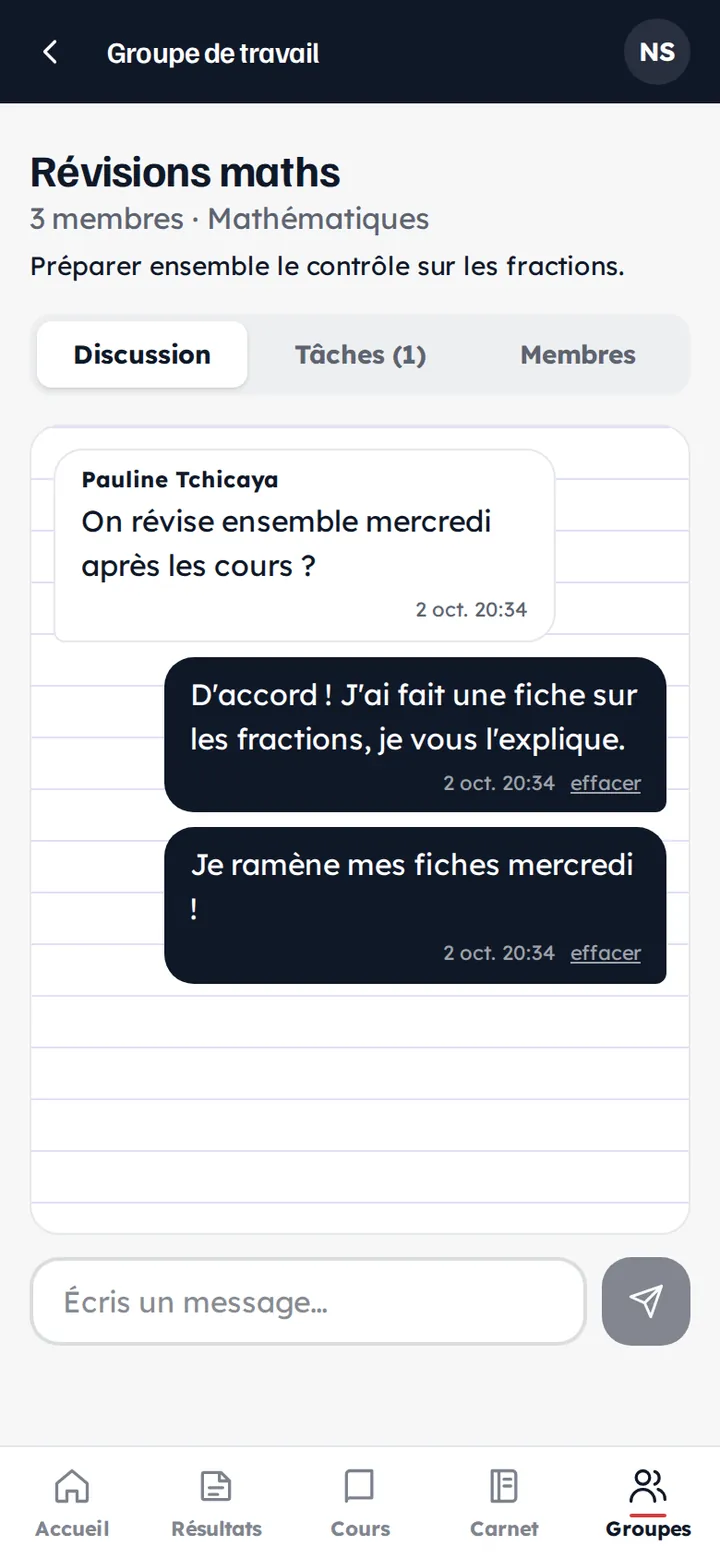Groupe de travail dans l'Espace Élève